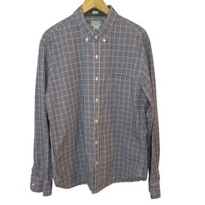 J Crew Mens Button Down Shirt Pink Black Check Slim‎ XL Corpcore Career Preppy